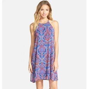 Everly Paisley Print Halter Swing Dress (Small)